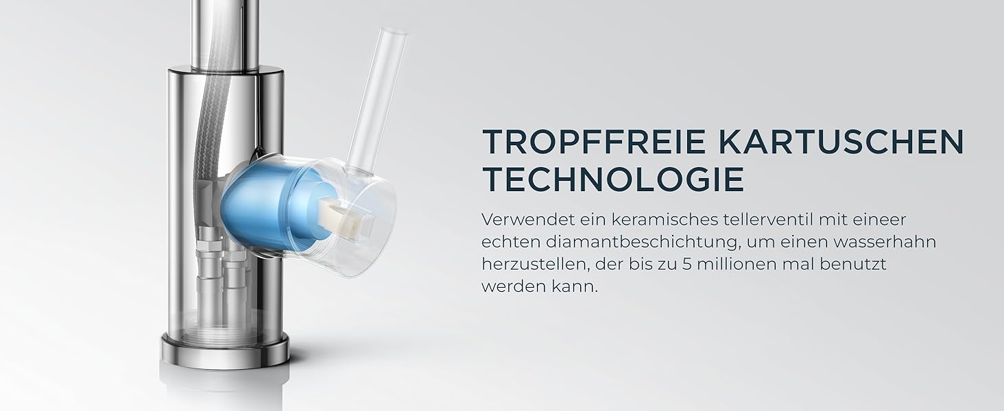 Змішувач для кухні FORIOUS висувний з душем, кухонний, L-подібний, 360° поворот, 2 режими, полірований хром