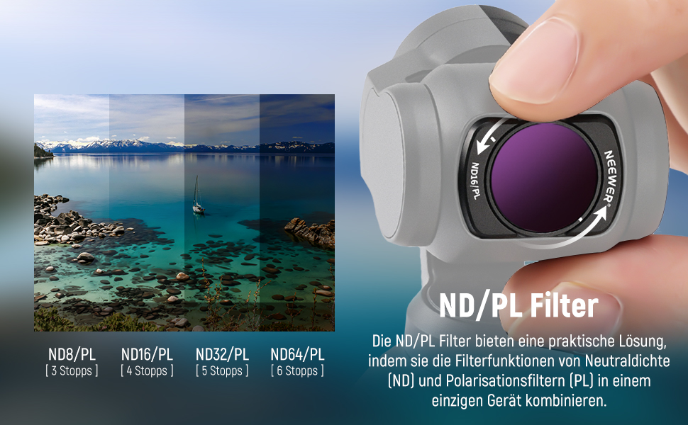 Набір фільтрів NEEWER CPL ND для DJI Osmo Pocket 3: CPL, ND16, ND64, ND256, з магнітним кріпленням, комплект з 14 фільтрів та 2 серветками