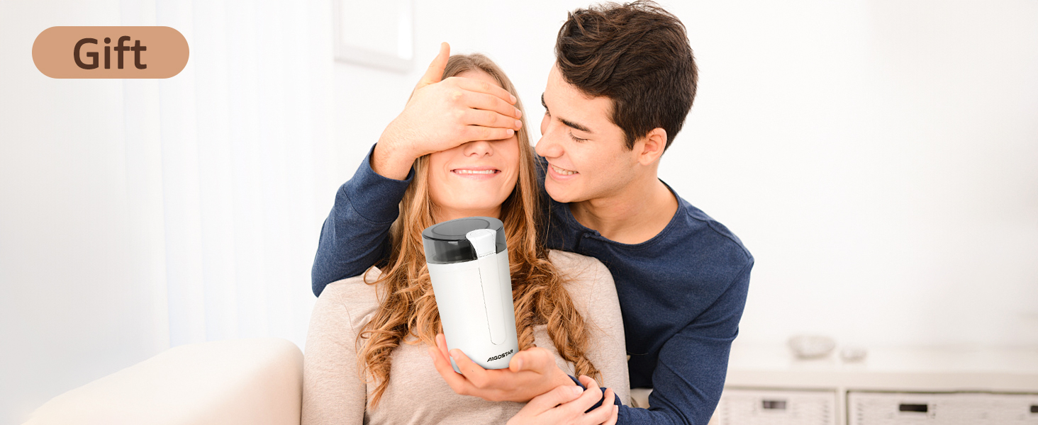 Електрична кавомолка Aigostar Blanche з регулюванням ступеня помелу, BPA Free, 60г, 200W, біла