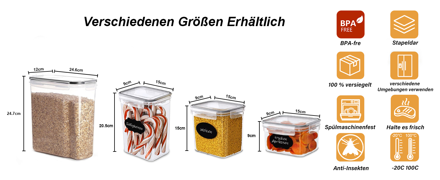 Набори контейнерів для зберігання Caliyo з кришкою, 24 шт. - герметичні контейнери для продуктів, кухонні бокси-органайзери, BPA Free