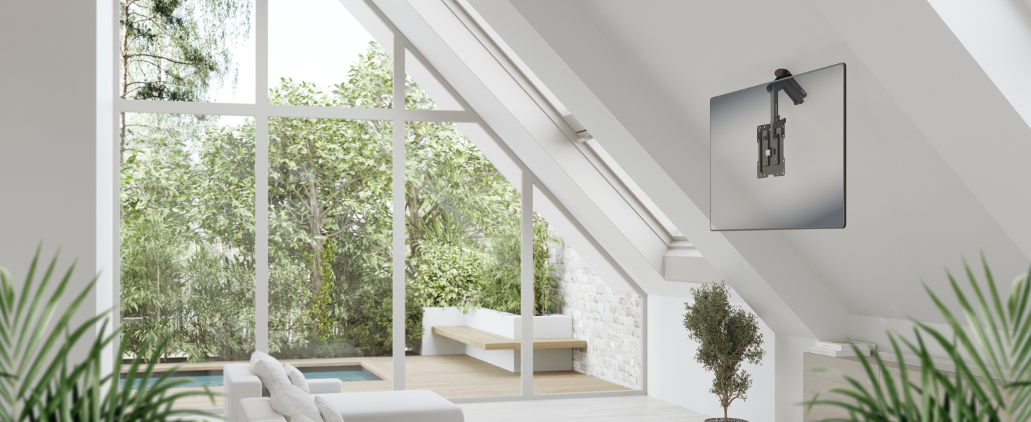 RICOO Swivel TV Ceiling Mount - Adjustable for 13-33 inch TVs, VESA 200x200, Flat/Curved/OLED Smart TVs, Adjustable Tilt & Rotate