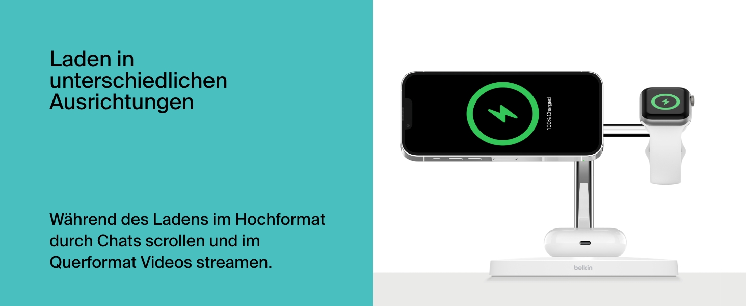 Belkin MagSafe 3-в-1 Бездротова Зарядка: Швидка Зарядка для iPhone, Apple Watch та AirPods (Біла)