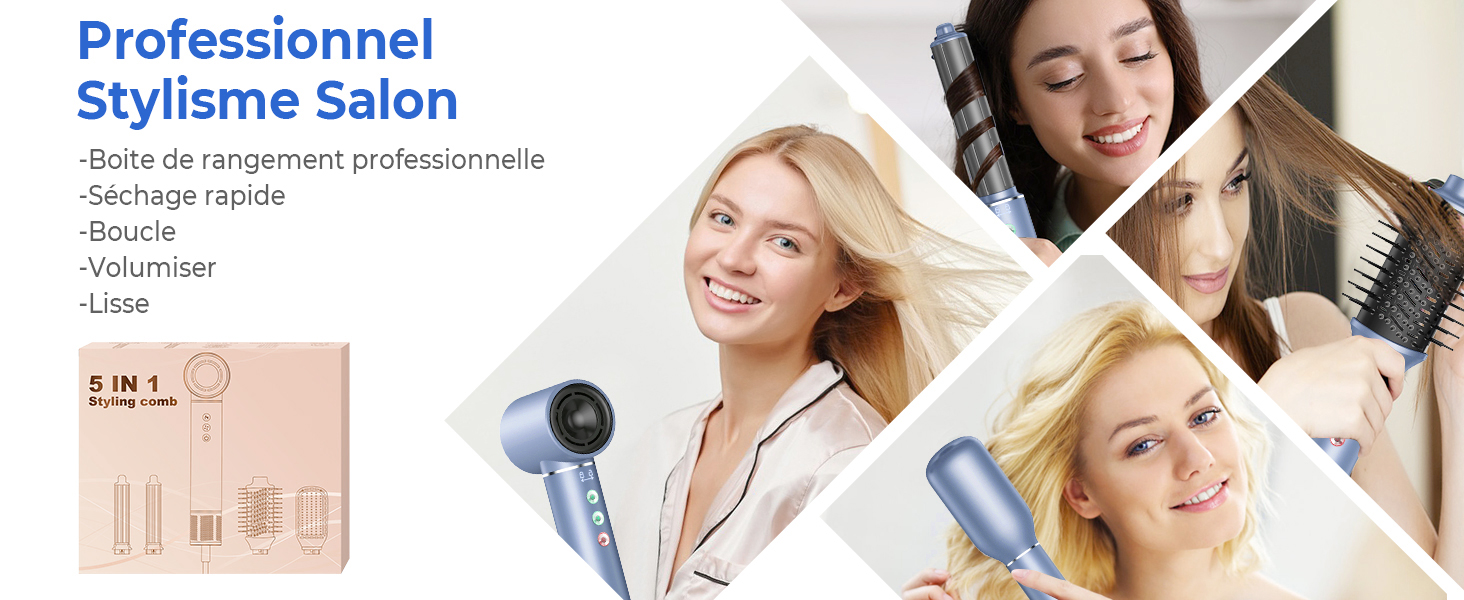 Airstyler 5 в 1: Фен, плойка, щітка, стайлер для волосся з іонною технологією 110000 U/Min, сірий