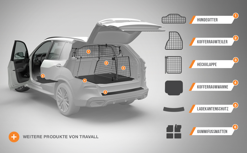 Сітка для собак Travall, сумісна з BMW X1 (2022-тепер), TDG1730 - захист багажника, перегородка для вантажу, сталь з порошковим покриттям
