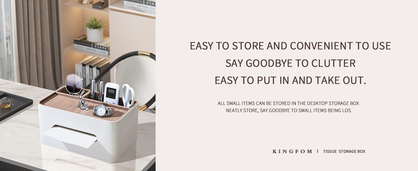 KINGFOM Склянка для серветок з 2 відсіками, з PU шкіри, для дому, офісу, ванної кімнати (Бежева)