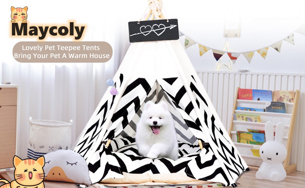 Палатка для тварин Tipi, 60x60x70 см: ліжко для собак та котів з двостороннім килимком, знімний та пральний дизайн