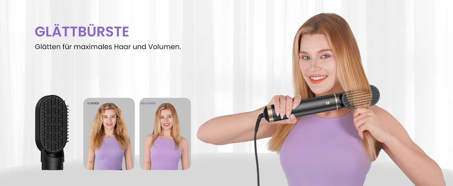 Мультистайлер для волосся 5 в 1 MogaWave Airstyler Airbrush Pro 1000W: фен-щітка, плойка та об'ємний стайлер з іонізацією, чорний