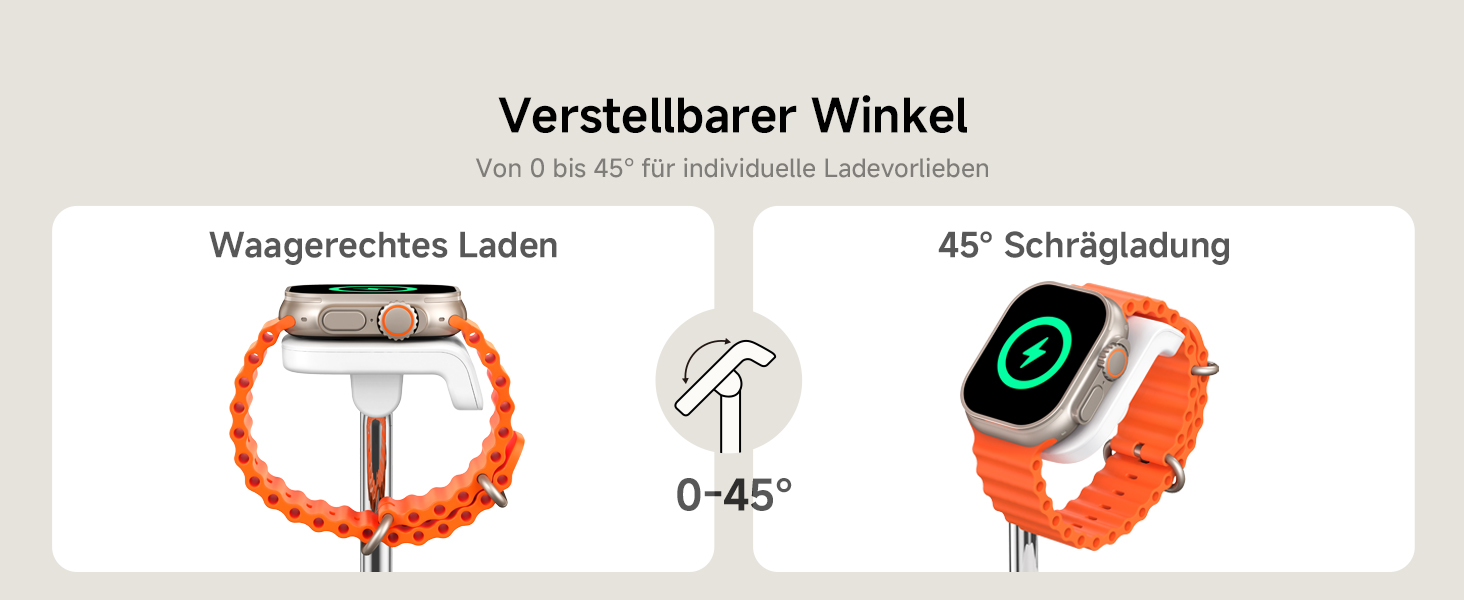 Зарядний пристрій для Apple Watch SwanScout 505A (Чорний): Підтримка всіх моделей (Ultra 3, SE 3, 11, 10, 9, 8, 7, 6, 5, 4, 3, 2, SE 2), Бездротова зарядка 5W, Регульований кут