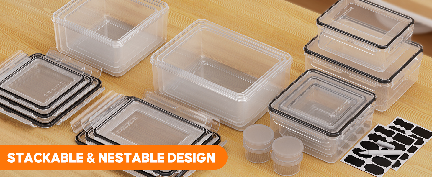 Набір контейнерів для зберігання продуктів з кришкою, 30 шт. (15 контейнерів + 15 кришок), набір харчових контейнерів, не протікають, BPA-free, для Meal Prep