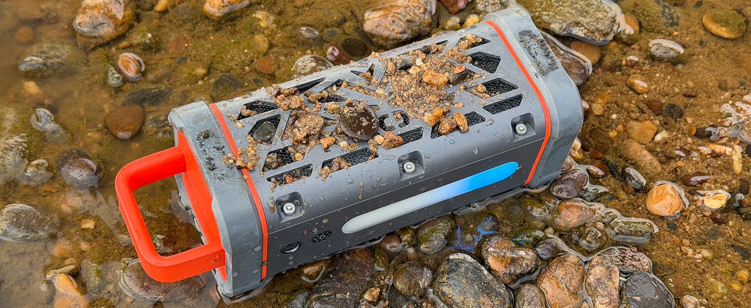 Bluetooth колонка TRAVOR 45W, алюмінієвий корпус, IP68 водонепроникна, портативна, для саду, кемпінгу, будинку, стерео-з'єднання, 25 год роботи, сірий