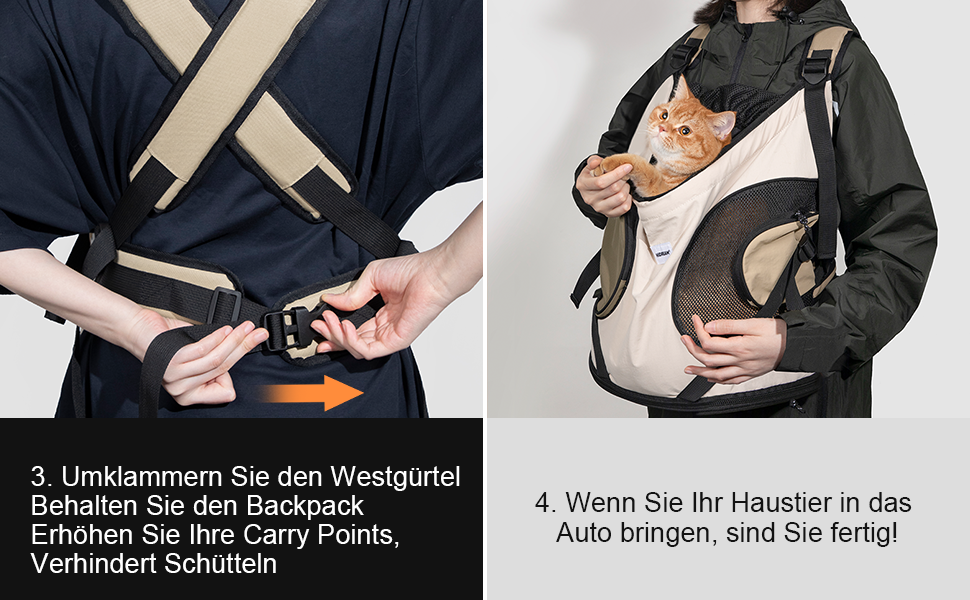 Рюкзак для собак та котів, рюкзак-переноска для маленьких та середніх собак та котів до 8.5 кг, дихаючий та зручний, для подорожей та активного відпочинку на природі, бежевий