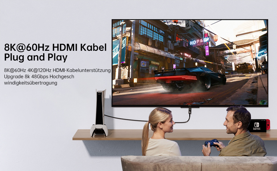 HDMI кабель оптоволокно 8K, HDMI 2.1 кабель (48Gbps) Ultra High Speed, підтримка 8K@60Hz, 4K@120/144Hz, Dynamic HDR, eARC, ARC, Dolby Atmos для PS5/4, HDTV, монітор, ПК, ноутбук (плетіний HDMI кабель, 15 м)