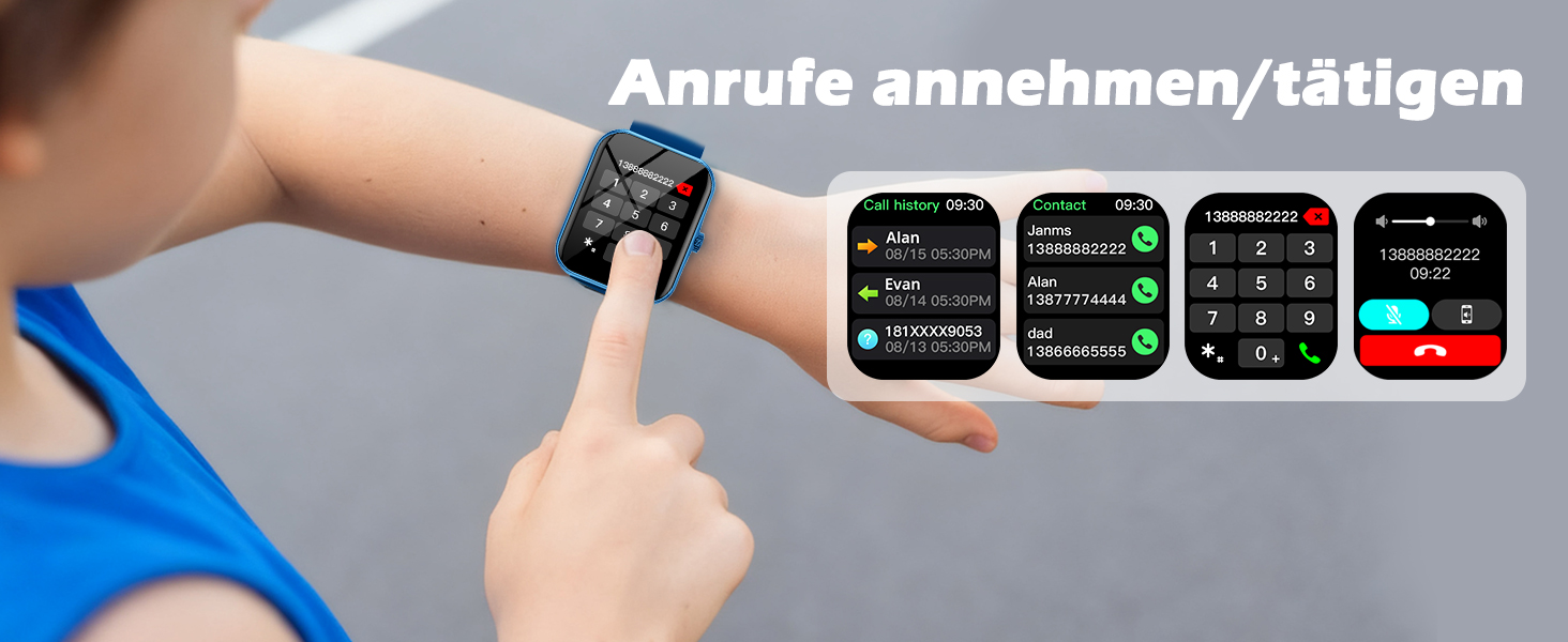 Дитячий розумний годинник-фітнес-трекер Kinder з 1.83' HD екраном, крокоміром, IP68 водонепроникністю, 120 спортивними режимами, монітором сну та будильником для дітей 5-16 років (блакитний)