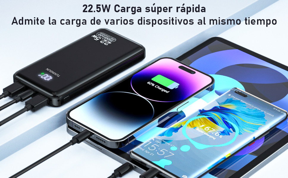 Power Bank 20000 mAh 22.5W PD3.0 QC4.0 з LCD дисплеєм, чорний - портативний акумулятор для смартфонів та смарт-годинників