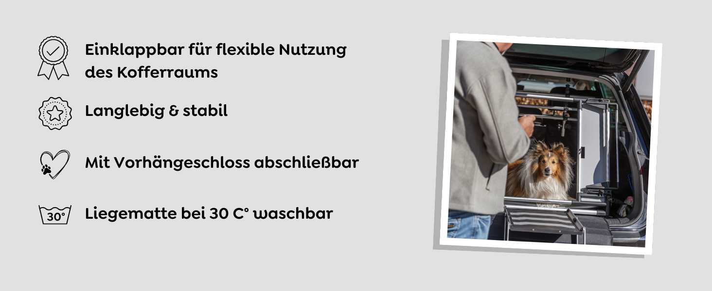 Універсальна сітка для багажника TRIXIE для собак - перетворює багажник на транспортну коробку - кути та бокові частини регулюються - легко складається для використання багажника - 94–114 × 69 × 53 см - 13201