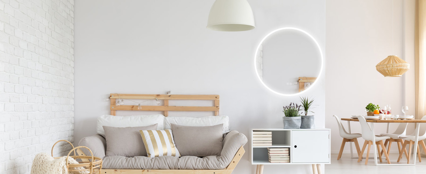 Дзеркало для ванної кімнати HOKO ULM 60см з підсвічуванням LED, антизапотівачем та сенсорним вимикачем. Колір сріблястий. Розміри 60x60 см.