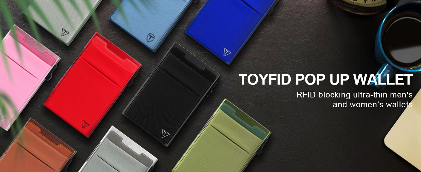 RFID-захищений картхолдер Pop-up: тонкий гаманець з відділенням для монет (1 шт., блакитний)