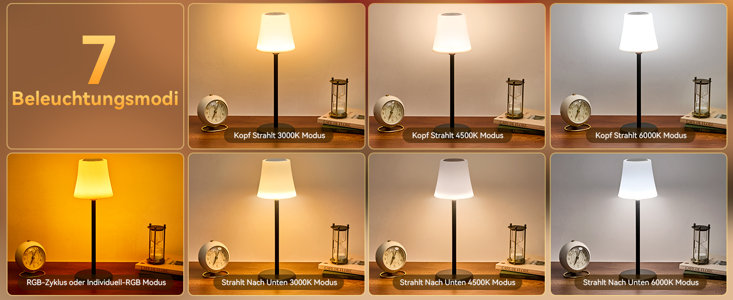 LED настільна лампа акумуляторна 2 шт, біла, IP54, диммування, сенсорне управління, для ресторанів, спальні