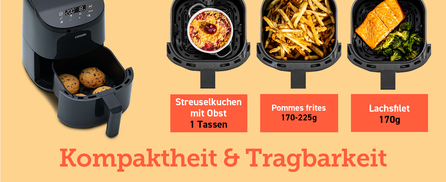 COSORI Mini Air Fryer 2L - Compact & Oil-Free Air Fryer for 1 Person, Camping, Travel & RVs