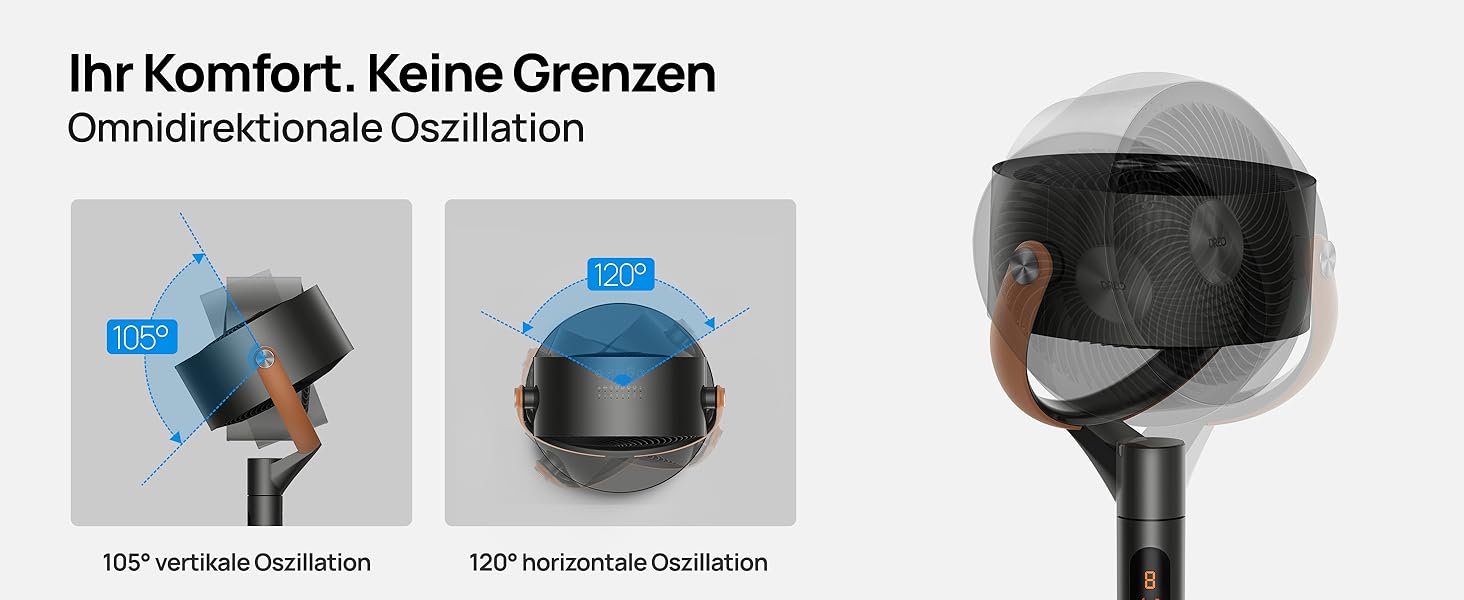 Dreo PolyFan 513S: Тихий розумний вентилятор з широким охопленням та 6 режимами (білий/чорний)