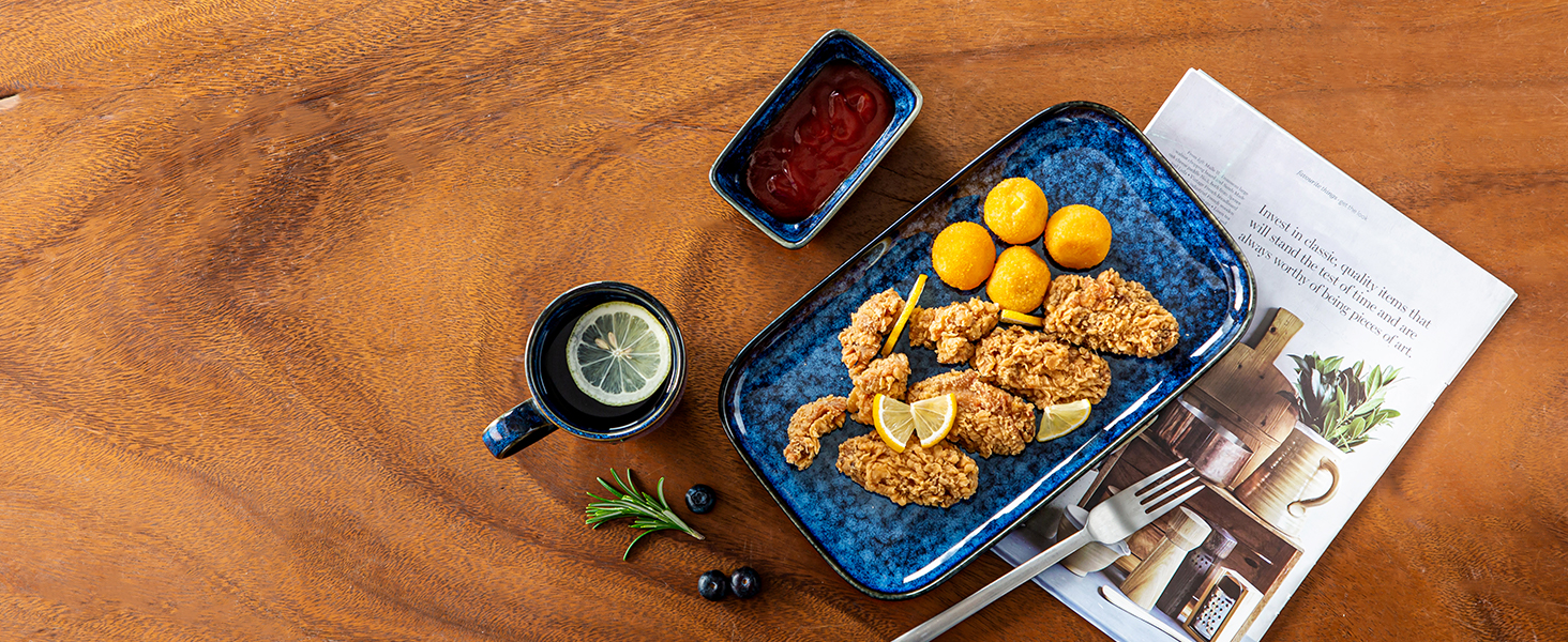 Набір тарілок Vancasso Stern для 4 осіб: сервірувальні, десертні, для тортів, сніданок, 4 шт. (блакитно-зелений)