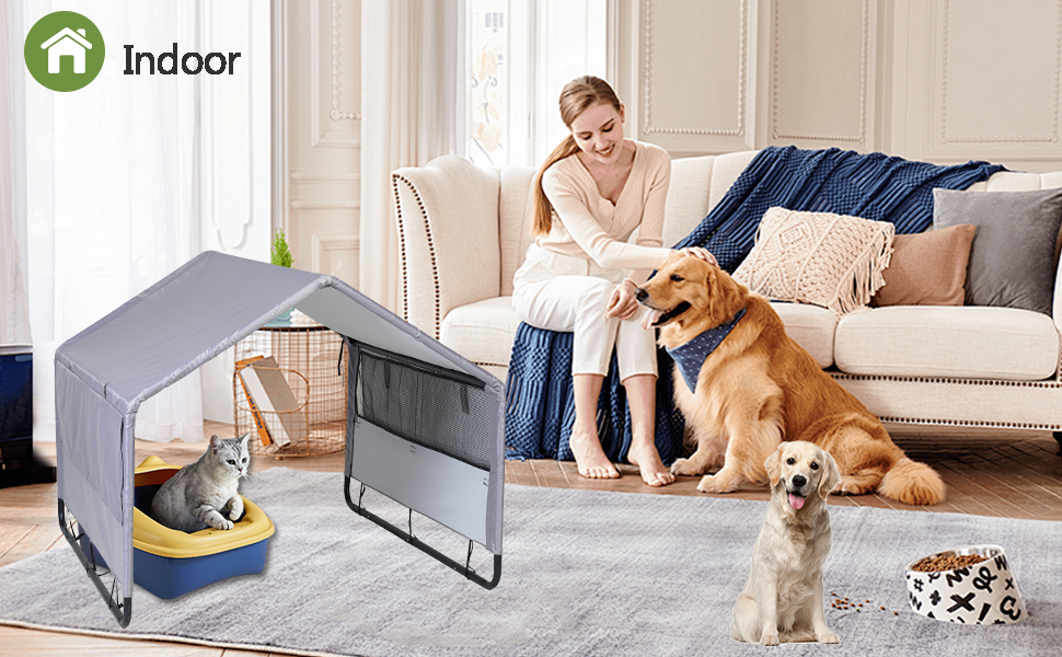 Будка для собак Outdoor 120x120x100 см, водонепроникна, сітка, сірий колір