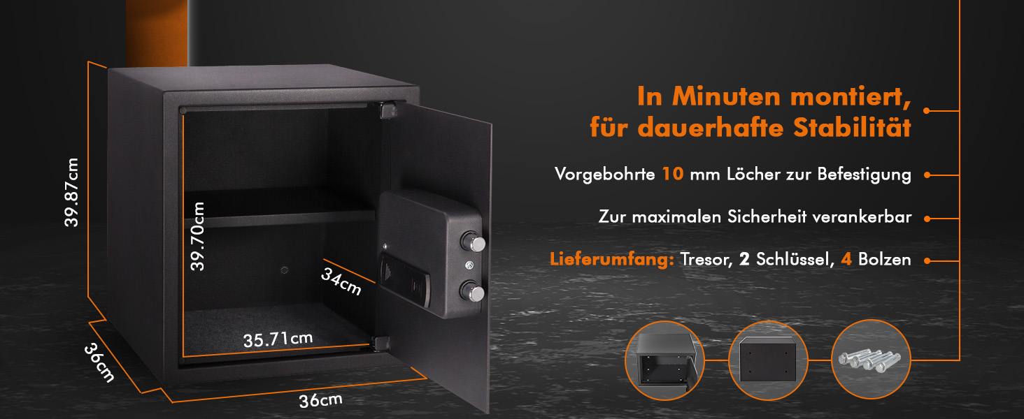 Сейф цифровий LCD для дому та офісу сталевий 20л (25x35x25 см) з вогнестійкою кишенею для документів, грошей та цінностей