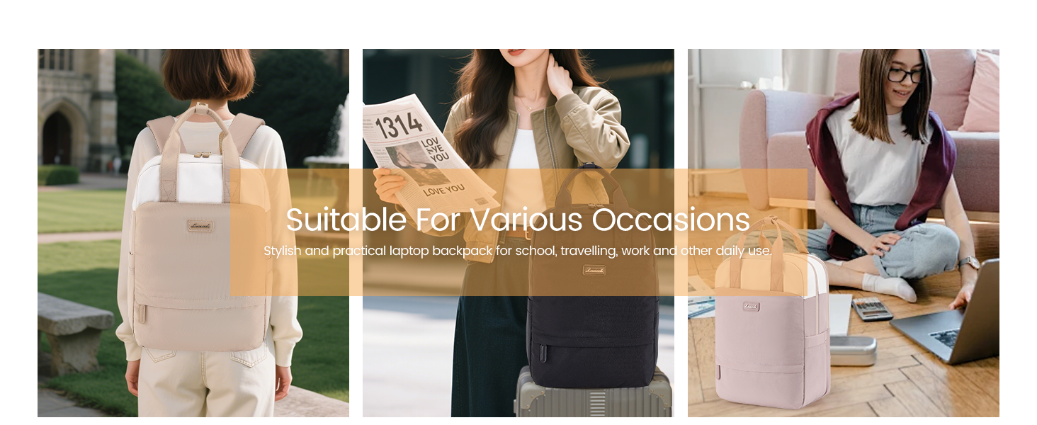 LOVEVOOK Рюкзак для ноутбука, 15.6 дюймів, жіночий, для школи/університету, подорожей, чорний