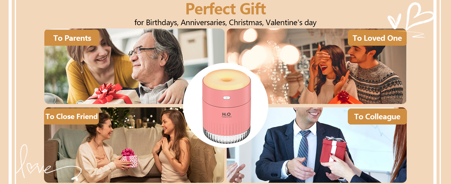 Ультразвуковий зволожувач повітря Mini AIR Humidifier з LED-підсвіткою (зелений/рожевий)