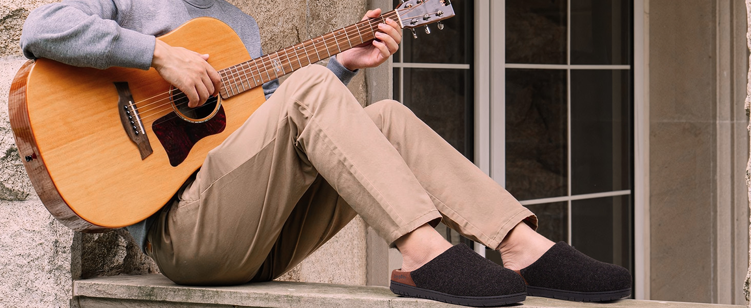 Чоловічі тапочки LongBay з ефектом вовни, теплі, з піною Memory Foam та м'яким Sherpa-підкладкою, для дому та вулиці, 45 EU, чорні