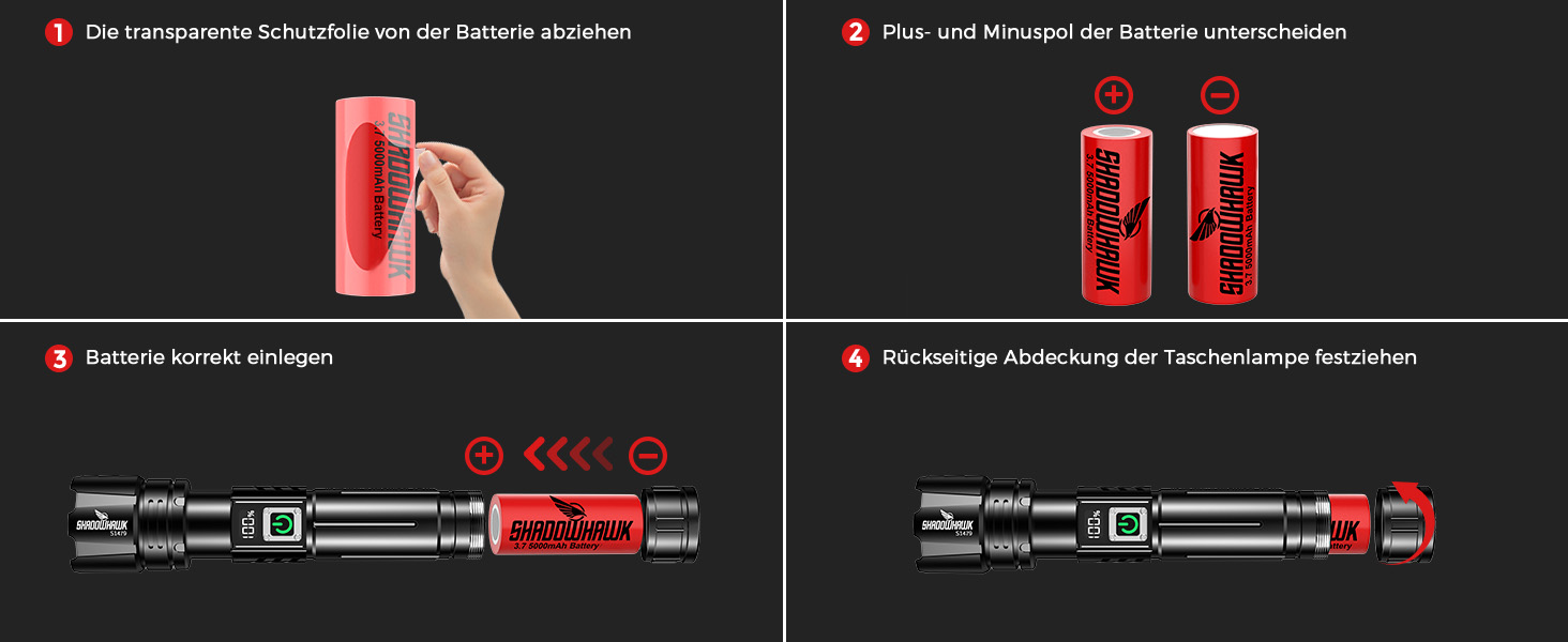 Тактична ліхтарик Shadowhawk 500000 Lumen: 10 Вт, дальність до 1000 м, 24 год роботи, LCD-дисплей, для кемпінгу та туризму