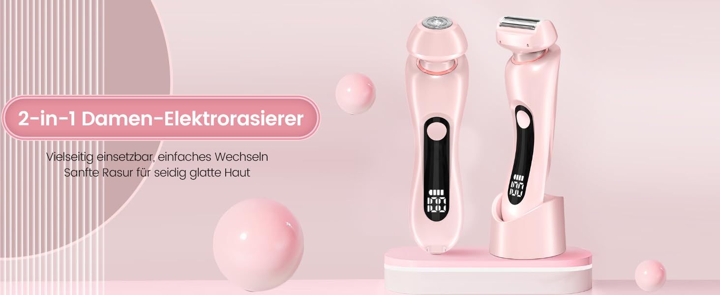 Електричний жіночий триммер Intimrasierer для бікіні, ніг, рук та тіла 2-в-1. Вологостійкий IPX7, USB-C, рожевий