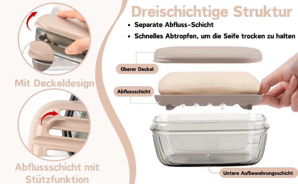 Водонепроникний контейнер для мила з 2 мішечками для мила, велика мильниця з кришкою для подорожей, ванної кімнати, душу, кемпінгу