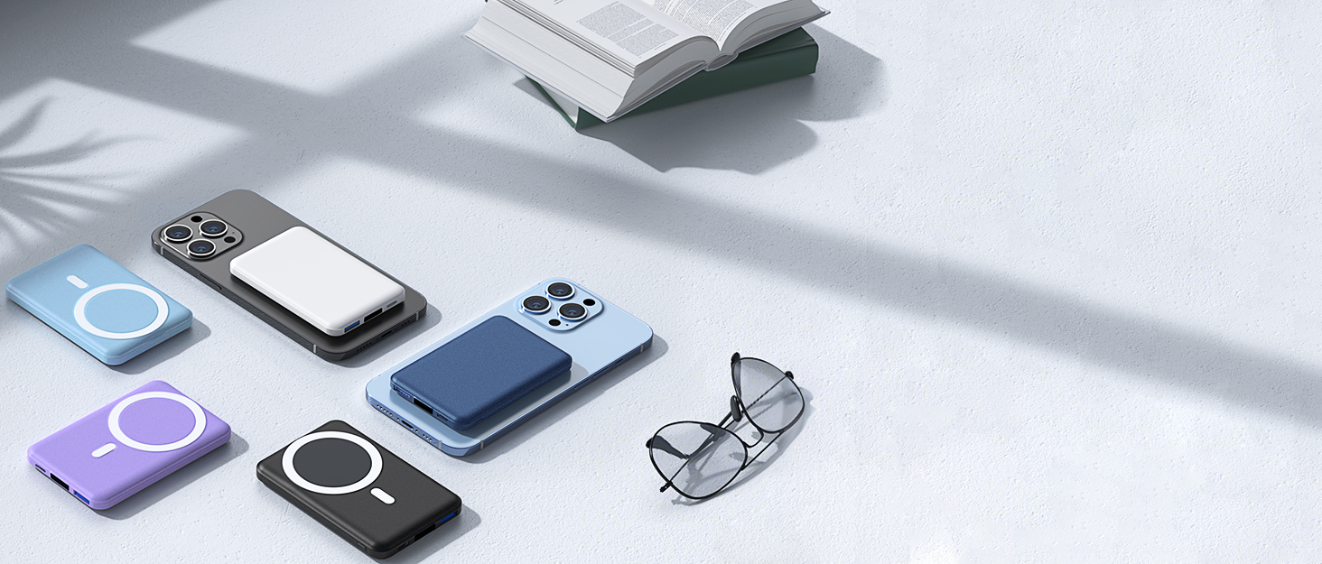 Powerbank Yiisonger Magsafe 10000mAh з бездротовою зарядкою, LED-дисплеєм та USB-C кабелем (фіолетовий)