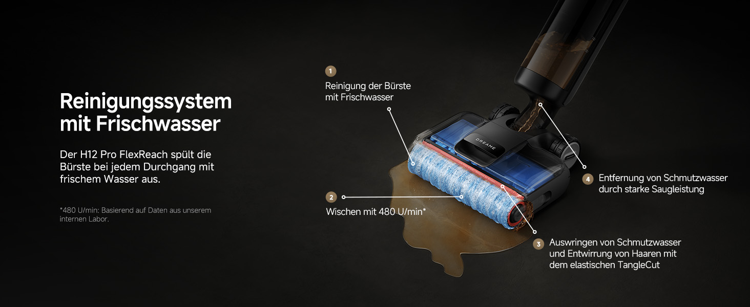 Вертикальний миючий пилосос Dreame H12 Pro FlexReach, потужність 16 000 Па, для вологого та сухого прибирання