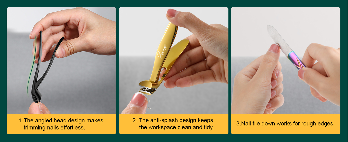 Кусачки для нігтів FVION для товстих нігтів, прецизійні кусачки для нігтів для чоловіків та жінок (чорний)