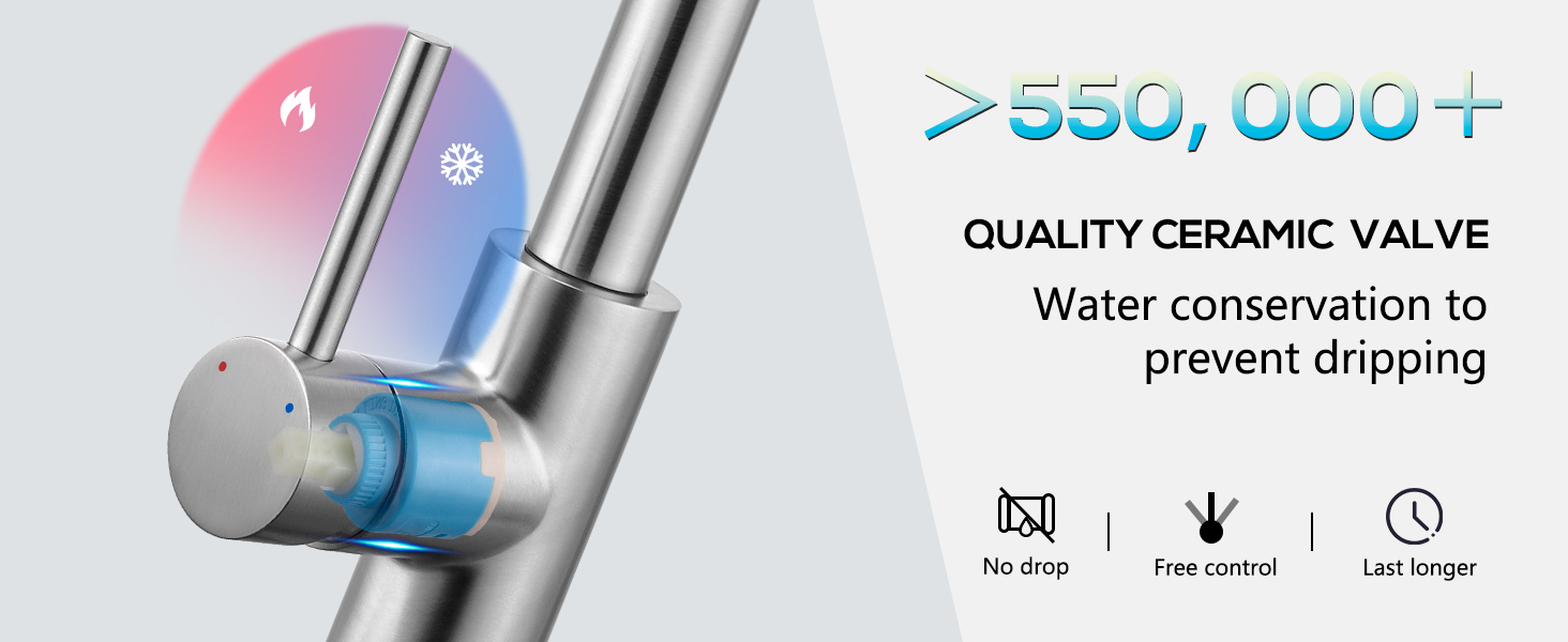 Кухонний змішувач висувний BONADE з душем, 360° поворот, змішувач для кухні з 2 струменями, з нержавіючої сталі, однорідний