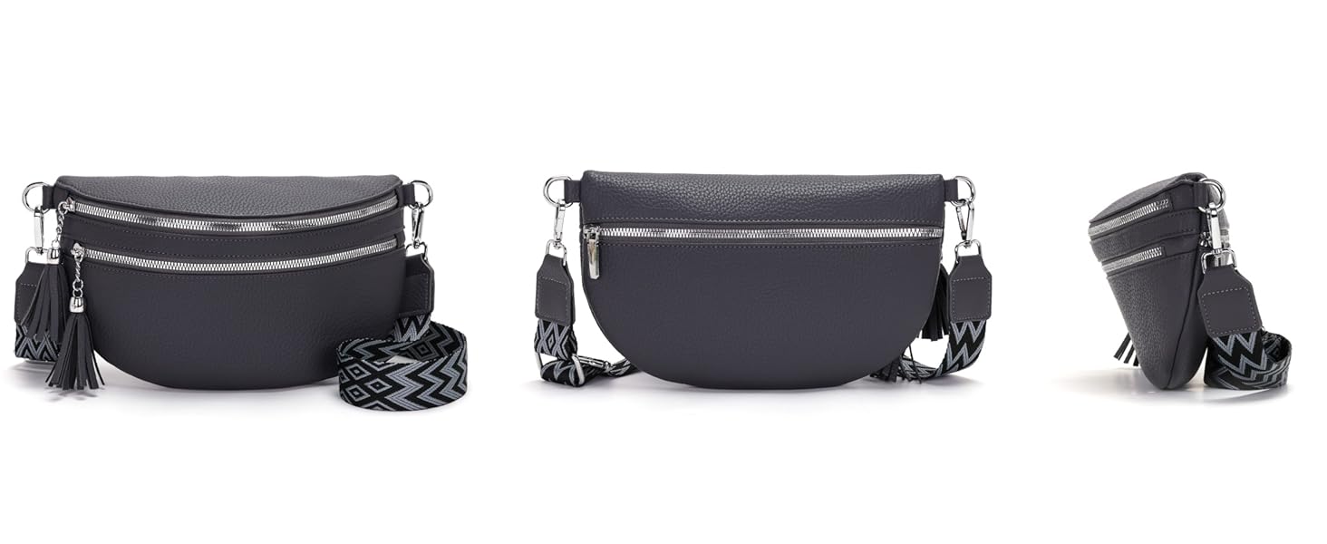 Сумка-бананка жіноча бежева через плече середнього розміру кросбоді з відділенням для карток та 2 ремінцями - ідеальна для міста!