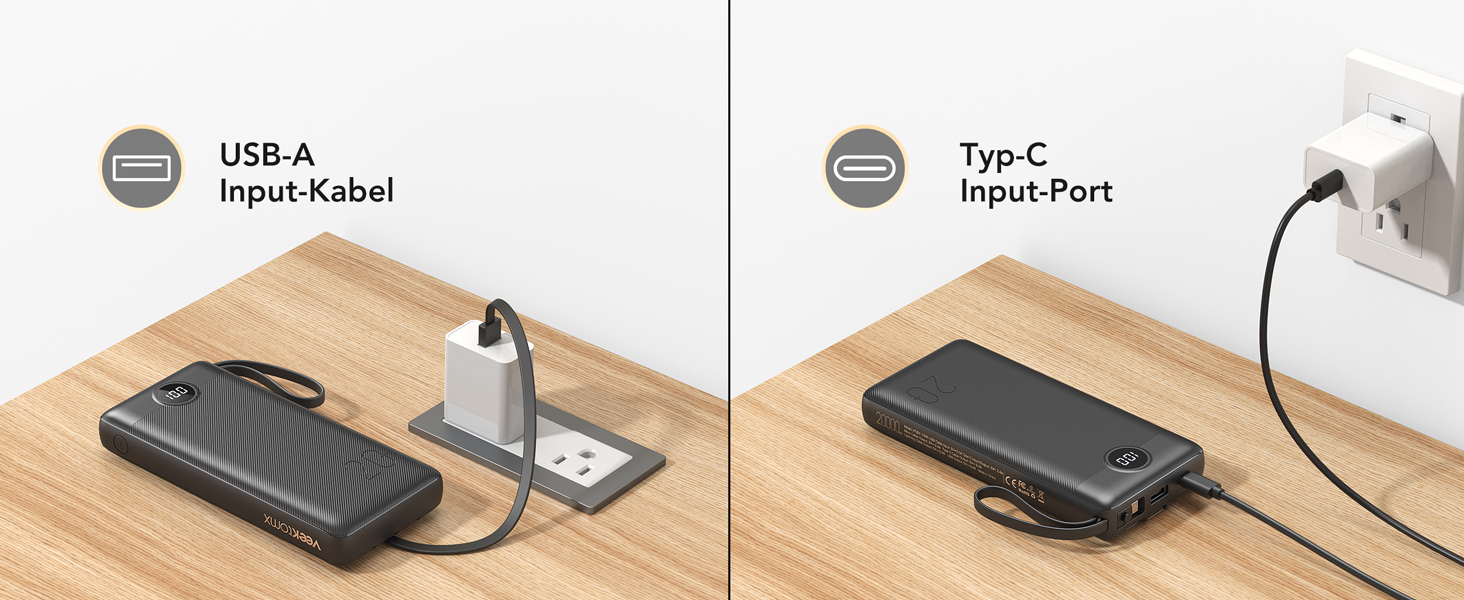 Power Bank 10000mAh з LED дисплеєм та інтегрованими кабелями. Сумісний з iPhone, iPad, Samsung, Xiaomi, Google Pixel. Чорний