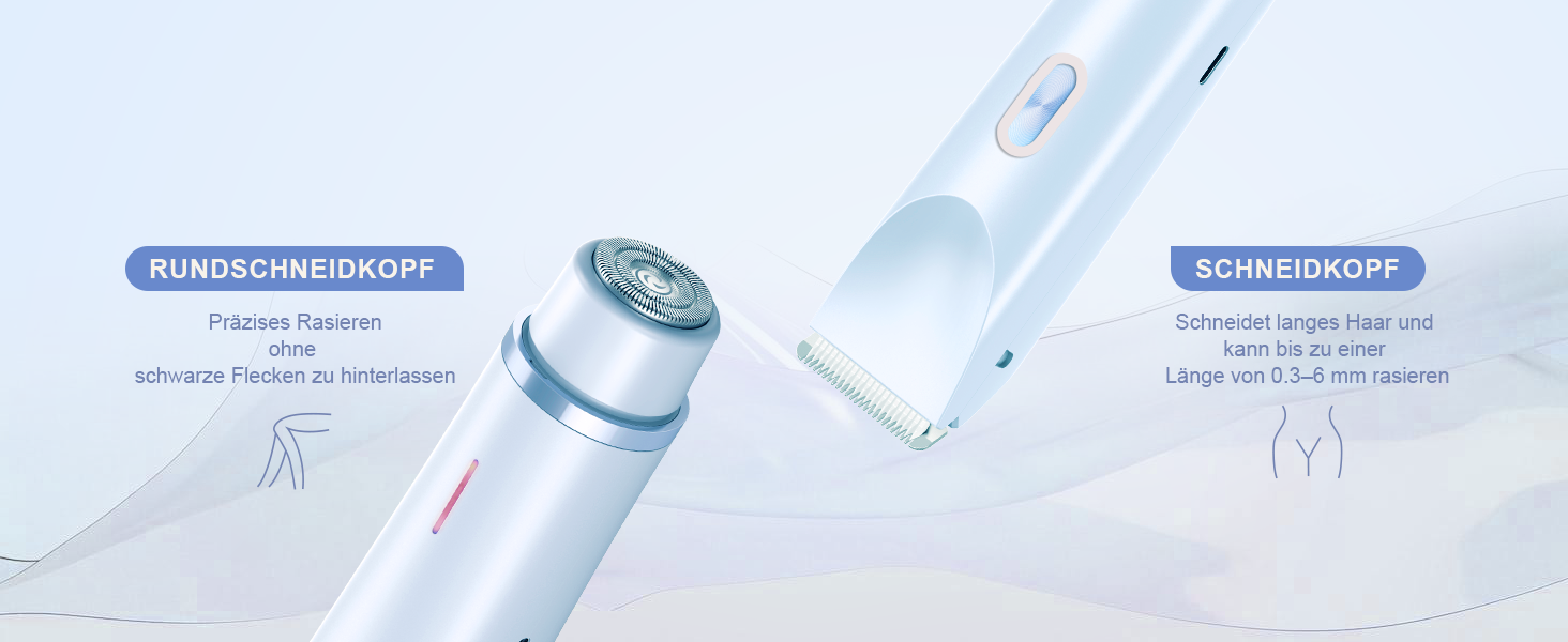 Електричний жіночий епілятор 2-в-1 з USB-C зарядкою, для обличчя, ніг та рук, вологостійкий тример, легко чистити (блакитний)