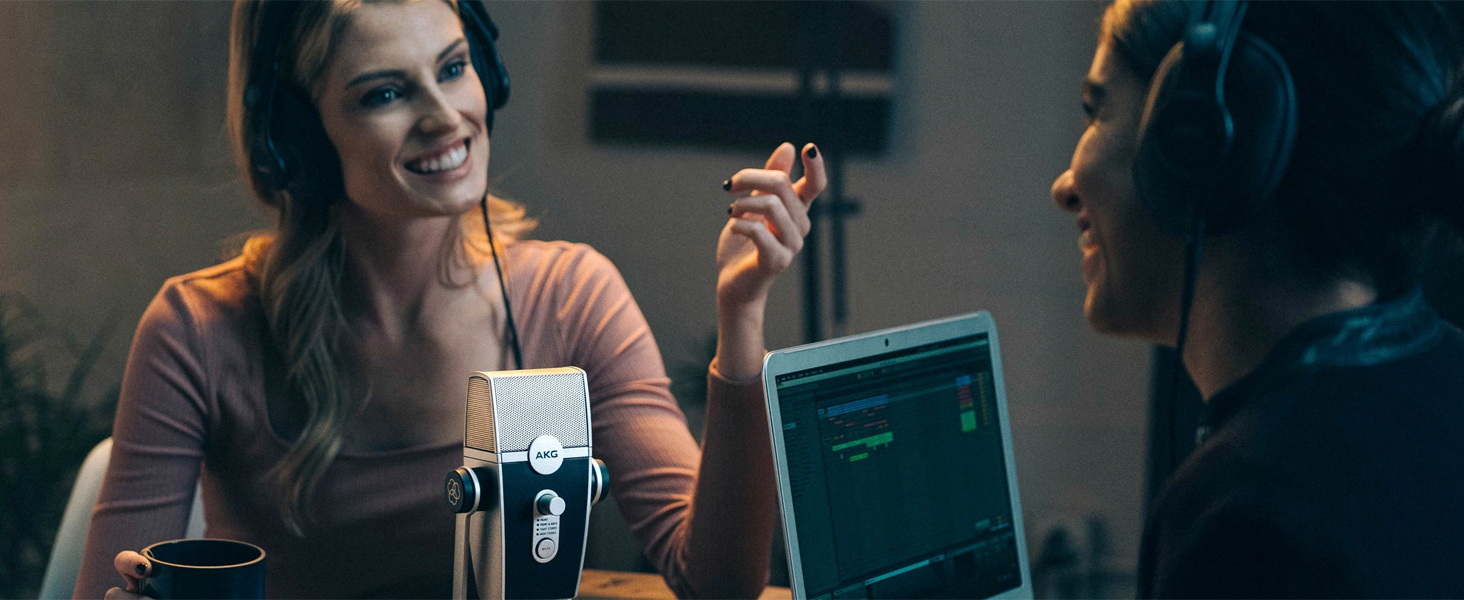 Мікрофон конденсаторний AKG Ara USB-C, для подкастів, відео, геймінгу та стрімінгу, синьо-срібний