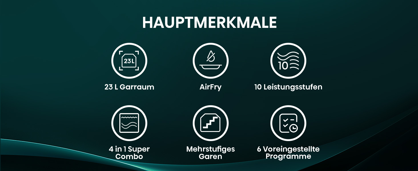 Мікрохвильова піч Hisense H23MOBS5HC 23 л, 900 Вт, AirFry, 4 в 1, чорна