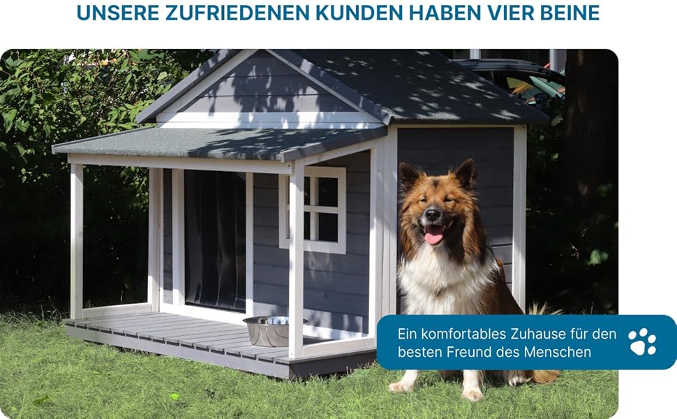 Будка для собак з масиву дерева, вологостійка, з дахом та вікном, розмір 130x118x108 см