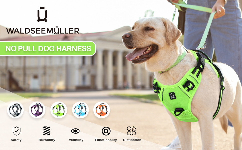 Нашийник для собак No-Pull, для малих та середніх порід - м'який, дихаючий, регульований, світловідбиваючий, анти-тяга з м'яким ручним захопленням, світло-зелений