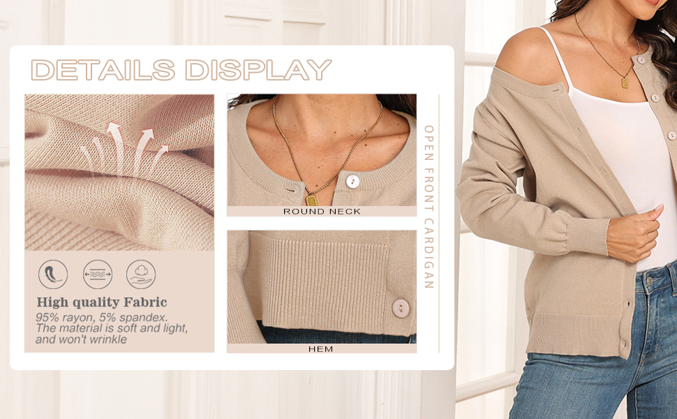 Кардиган PrinStory з в'язаного полотна з круглою горловиною, легкий, з кнопками (XL, білий)