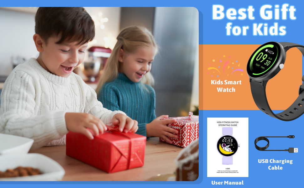 Дитячий розумний годинник - фітнес-трекер з IP68, 19 спортивних режимів, монітором серцевого ритму та сну, крокомером. Чорний колір.