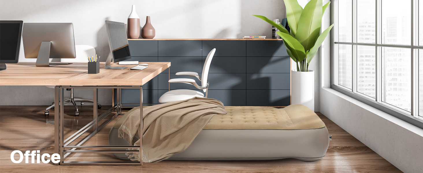 Надувне ліжко Lewondr на 2 особи з вбудованим насосом, комфортна повітряна матрац, самонадувна ліжко для кемпінгу, дому, гостей, подорожей (300 кг MAX), (203x152x33 см, Хакі)