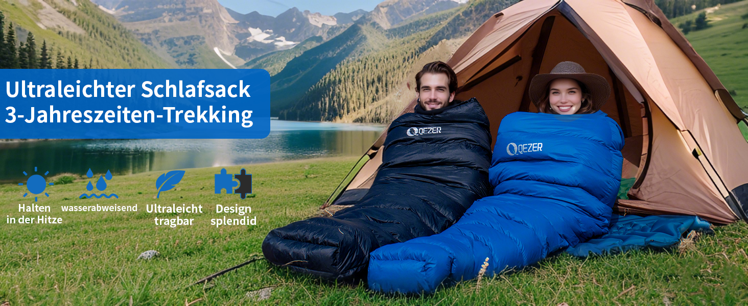 Спальний мішок для дорослих та дітей, зимовий, легкий, для кемпінгу та альпінізму, 650 FP гусячий пух, 500г, чорний, робоча температура -30°C ~ +8°C