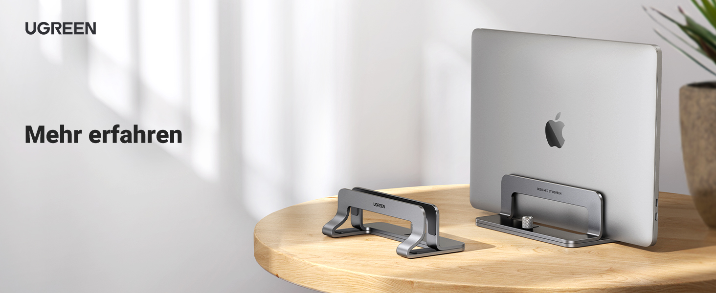 Підставка для ноутбука UGREEN з алюмінію, 2 слоти, вертикальна, для MacBook Pro/Air, iPad, Huawei, Surface, Dell, HP та інші