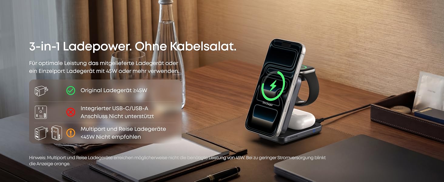 Зарядна станція Anker Prime 3-in-1 Qi2 25W з системою охолодження AirCool, бездротовий зарядний пристрій, чорний